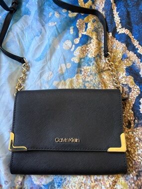 Calvin Klein Black Crossbody with Gold Hardware